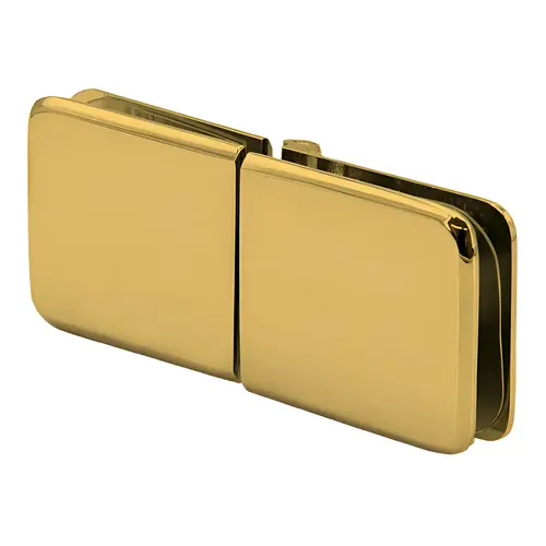 Adjustable Glass Clamp Beveled, 180 Degree Glass-to-Glass, Brass Material, 3/8" To 1/2" Glazing Thickness, Satin Brass Finish