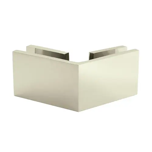 Square 135 Degree Clamp Glass-To-Glass, Brass Material, 3/8" To 1/2" Glazing Thickness, Polished Nickel Finish
