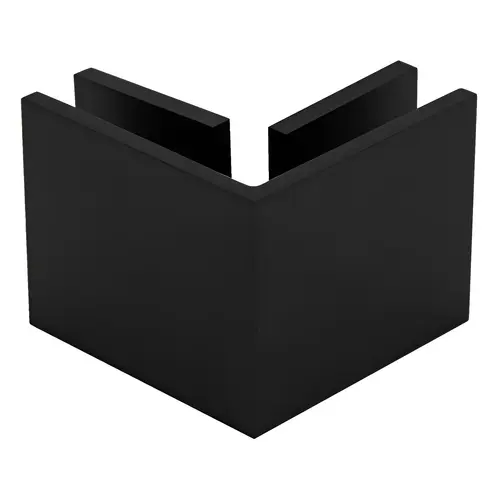 Square 90 Degree Glass-To-Glass Clamp, Brass Material, 2" height, 3/8" To 1/2" Glazing Thickness, Matte Black Finish