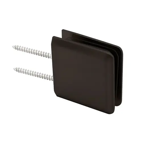 Beveled Wall Mount Clamp Notch Style Double Mounting Holes, Brass Material, 3/8" to 1/2" Glazing Thickness, Oil Rubbed Bronze Finish