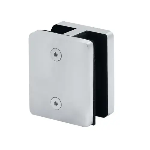 GrandVue Series Pressure Fit Center Glass Clamp, Stainless Steel Material, 1/2" to 9/16" Glazing Thickness, Polished Stainless Finish