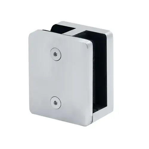 Grandvue Series Pressure Fit Bottom Center Glass Clamp, Stainless Steel Material, 3/4" to 13/16" Glazing Thickness, Polished Stainless Finish
