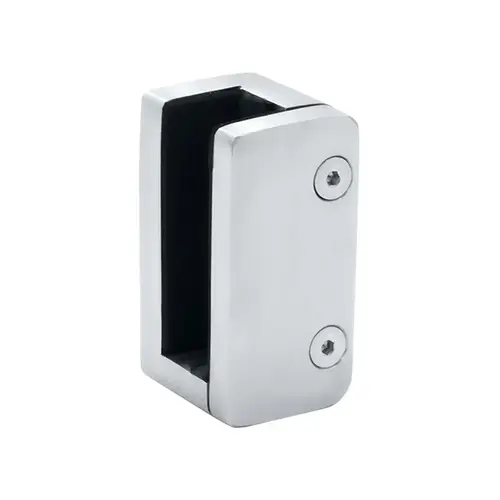 GrandVue Series Pressure Fit Right End Bottom Glass Clamp, Stainless Steel Material, 1/2" to 9/16" Glazing Thickness, Polished Stainless Finish