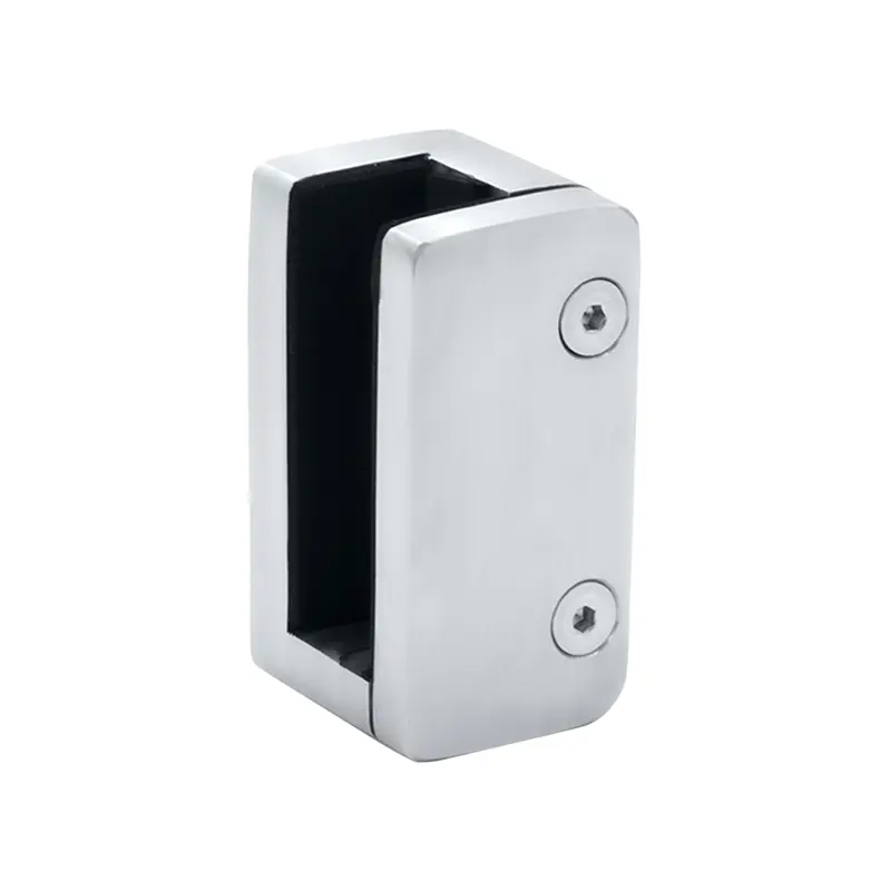 FHC GrandVue Series Pressure Fit Right End Bottom Glass Clamp For 1/2 - 9/16 Thick Glass - Polished Stainless GV12REPS
