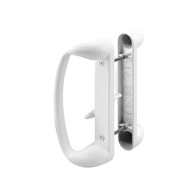 FHC Sliding Glass Door Handle Set - Painted White Diecast - Mortise/Hook Style - Fits 3-15/16 Hole Spacing (1 Set) C1176