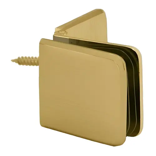 FHC CADJBV037SB Adjustable Glass Clamp Beveled Wall Mount, Brass Material, 3/8" To 1/2" Glazing Thickness, Satin Brass Finish, Wall Mount Adjustable Glass Clamp Beveled Wall Mount, Brass Material, 3/8" To 1/2" Glazing Thickness, Satin Brass Finish, Wall Mount