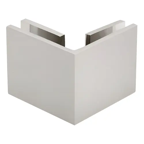 Square 90 Degree Glass-To-Glass Clamp, Brass Material, 3/8" To 1/2" Glazing Thickness, 3/4" Hole Diameter, Brushed Nickel Finish