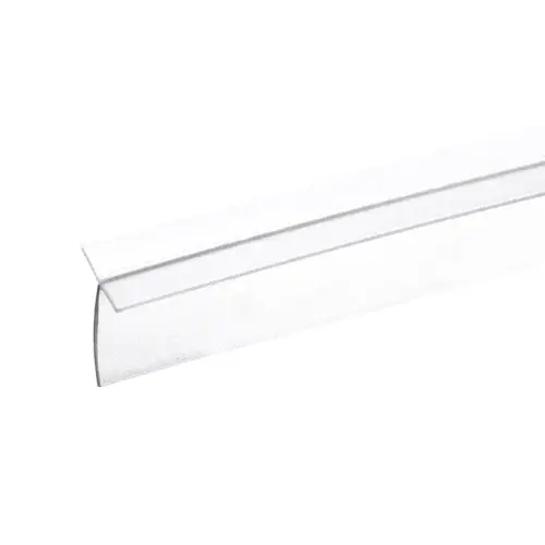 Clear Vinyl Edge 'T' Wipe For 7/16" Max Gap With Tape Applied 95" Length Clear Vinyl Edge 'T' Wipe For 7/16" Max Gap With Tape Applied 95" Length