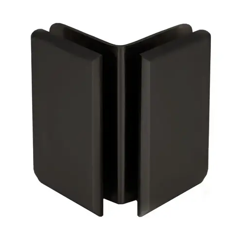 Preston Series 90 Degree Glass-to-Glass Bracket, Brass Material, 3/8" To 1/2" Glazing Thickness, Matte Black Finish