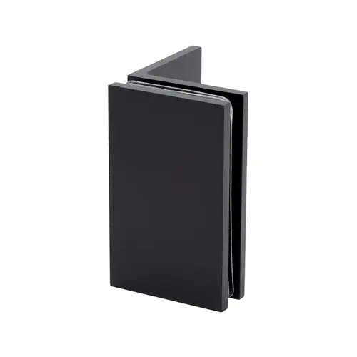 Square Profile Glass Clamp Wall Mount, Brass Material, 3/8" To 1/2" Glazing Thickness, Matte Black Finish