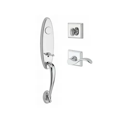 Full Dummy Chesapeake Handleset Right Hand Curve Lever and Traditional Square Rose For Thick Door Bright Chrome Finish Full Dummy Chesapeake Handleset Right Hand Curve Lever and Traditional Square Rose For Thick Door Bright Chrome Finish