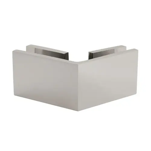 Square 135 Degree Clamp Glass-To-Glass, Brass Material, 2" Height, 2-1/2" Width, Fixed Panel Mount, Brushed Nickel Finish