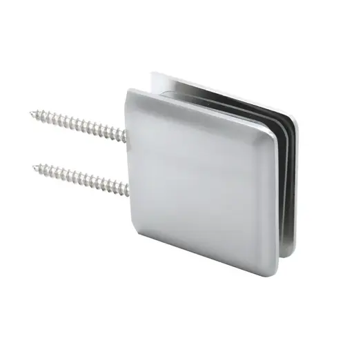 Beveled Wall Mount Clamp Notch Style Double Mounting Holes, Brass Material, Wall Mount, 3/8" To 1/2" Glazing Thickness, Polished Chrome Finish