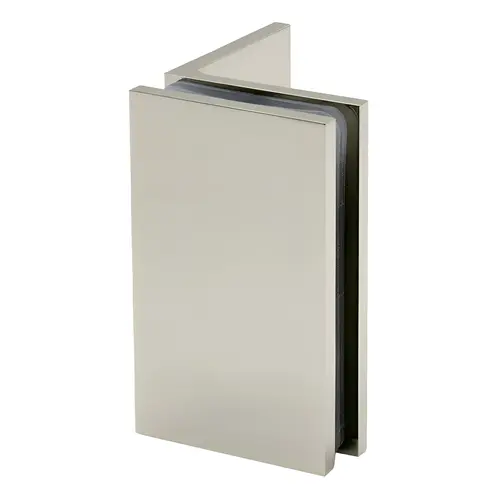 Square Profile Glass Clamp Wall Mount, Brass Material, 3/8" To 1/2" Glazing Thickness, Polished Nickel Finish