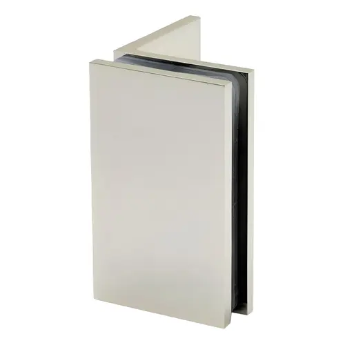 Glendale Glass Clamp Square, Brass Material, Wall Mount, 3/8" To 1/2" Glazing Thickness, Polished Nickel Finish