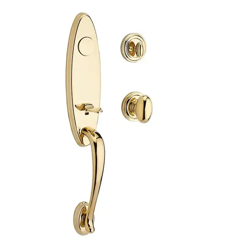 Full Dummy Chesapeake Handleset Ellipse Knob and Traditional Round Rose Lifetime Brass Finish Full Dummy Chesapeake Handleset Ellipse Knob and Traditional Round Rose Lifetime Brass Finish