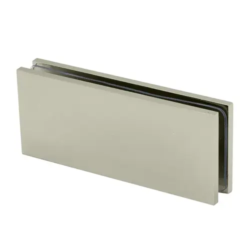 Square 180 Degree Glass to Glass Clamp, Brass Material, 3/8" to 1/2" Glazing Thickness, Square Design, Polished Nickel Finish