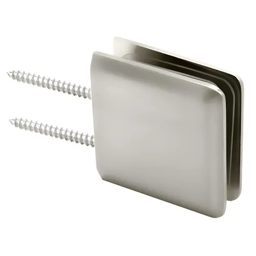 Beveled Wall Mount Clamp Notch Style Double Mounting Holes, Brass Material, Wall Mount, 3/8" to 1/2" Glazing Thickness, Polished Nickel Finish