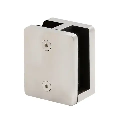 GrandVue Series Pressure Fit Bottom Center Glass Clamp, Stainless Steel Material, 1/2" to 9/16" Glazing Thickness, Brushed Stainless Finish