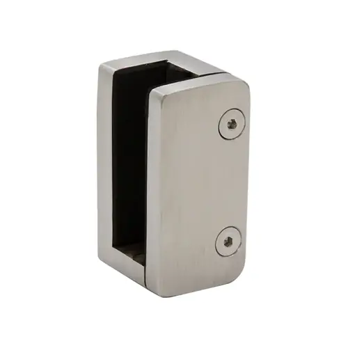 GrandVue Series Pressure Fit Right End Bottom Glass Clamp, Stainless Steel Material, 1/2" to 9/16" Glazing Thickness, Brushed Stainless Finish