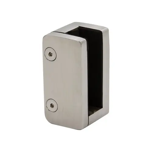 Grandvue Series Pressure Fit Left End Bottom Glass Clamp, Stainless Steel Material, 3/4" To 13/16" Glazing Thickness, Brushed Stainless Finish