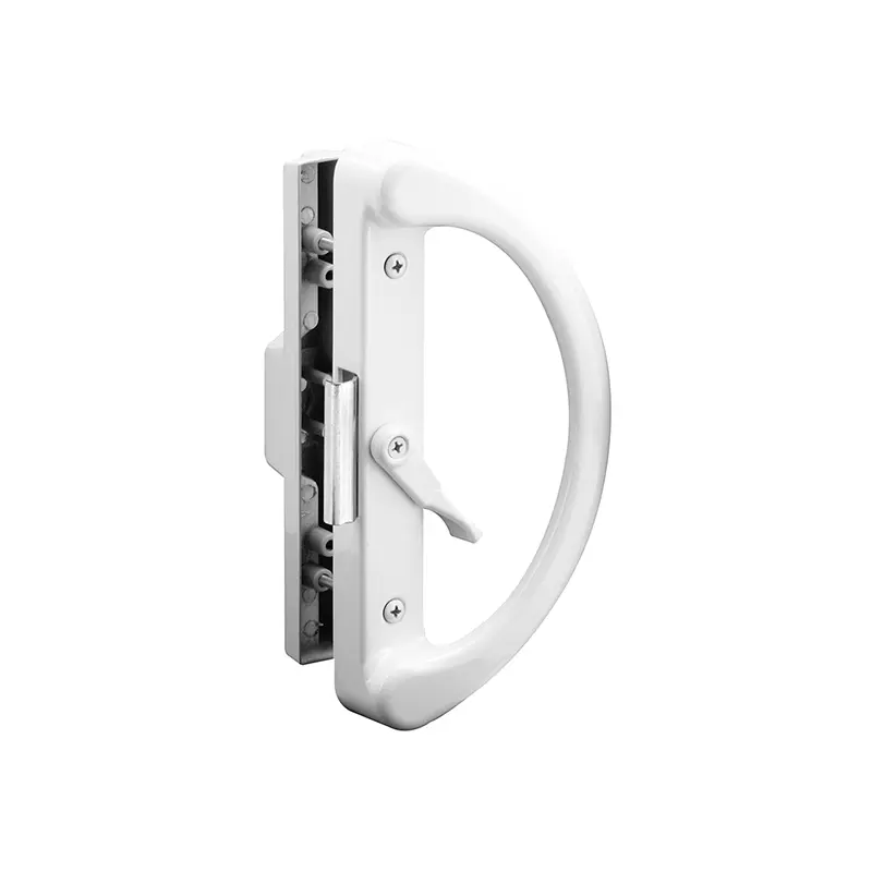 FHC Non-Keyed Sliding Glass Door Handle Set - White Diecast - Clamp Style - Surface Mount (Fits 4-15/16 Hole Spacing) C1223 FHC Non-Keyed Sliding Glass Door Handle Set - White Diecast - Clamp Style - Surface Mount (Fits 4-15/16 Hole Spacing) C1223