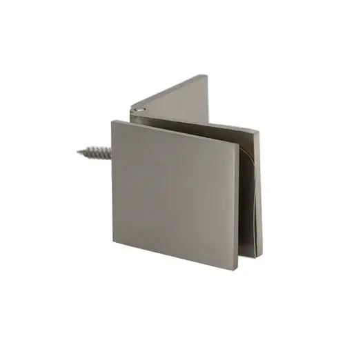 Adjustable Glass Clamp Square Wall Mount, Brass Material, Wall Mount, 3/8" to 1/2" Glazing Thickness, Brushed Nickel Finish