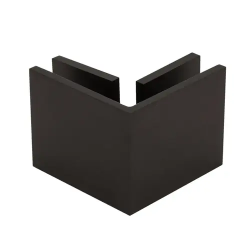 Square 90 Degree Glass-To-Glass Clamp, Brass Material, 3/8" To 1/2" Glazing Thickness, 3/4" Hole Diameter, Oil Rubbed Bronze Finish