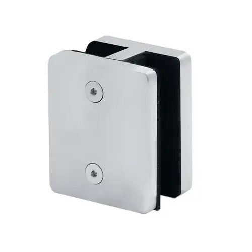 Grandvue Series Pressure Fit Center Glass Clamp, Stainless Steel Material, 3/4" to 13/16" Glazing Thickness, Polished Stainless Finish