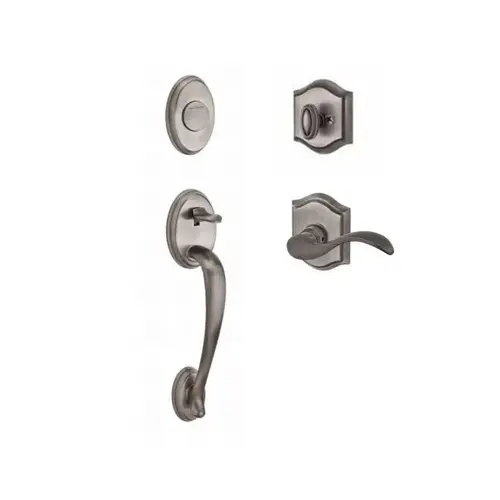 Full Dummy Columbus Handleset Left Hand Curve Lever and Traditional Arch Rose Matte Antique Nickel Finish Full Dummy Columbus Handleset Left Hand Curve Lever and Traditional Arch Rose Matte Antique Nickel Finish