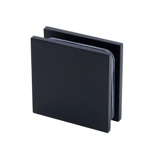 Square Wall Mount Clamp, Brass Material, 2" Length, 2" Width, 3/4" Glass Hole Diameter Required, Matte Black Finish