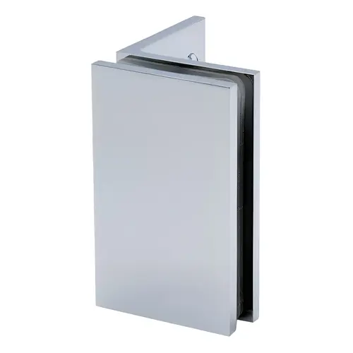 Square Profile Glass Clamp Wall Mount, Brass Material, 3/8" To 1/2" Glazing Thickness, Polished Chrome Finish
