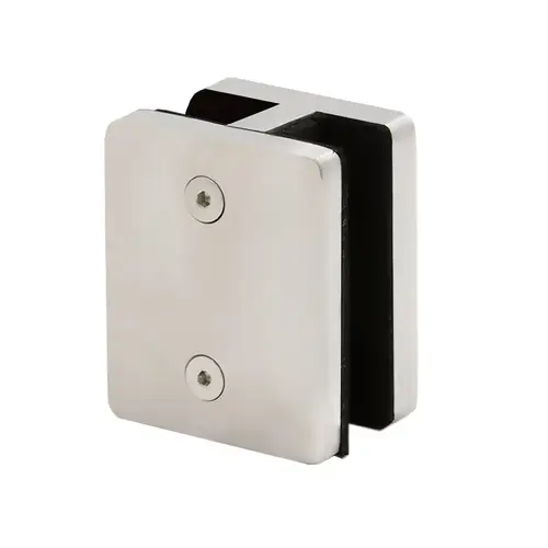 GrandVue Series Pressure Fit Center Glass Clamp, Stainless Steel Material, 1/2" to 9/16" Glazing Thickness, Brushed Stainless Finish