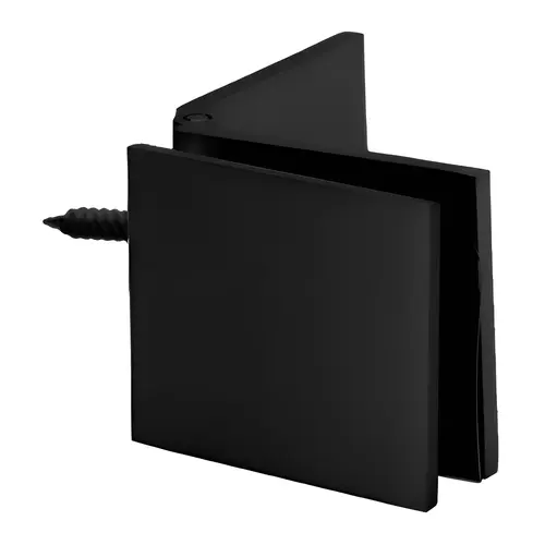 Adjustable Glass Clamp Square Wall Mount, Brass Material, 3/8" To 1/2" Glazing Thickness, Matte Black Finish