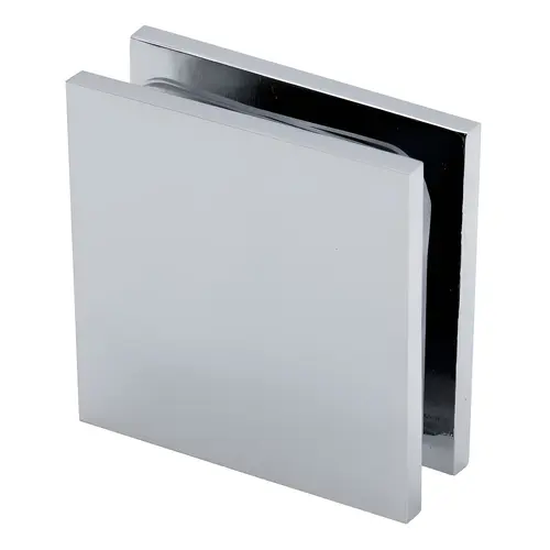 Square Wall Mount Clamp, Brass Material, 2" Length, 2" Width, 3/4" Glass Hole Diameter Required, Polished Chrome Finish