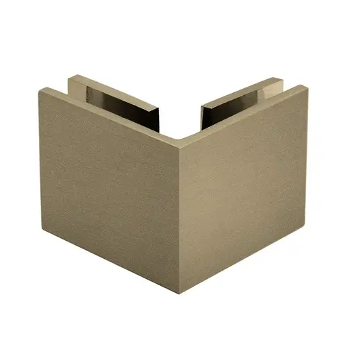 Square 90 Degree Glass Clamp, Brass Material, Glass-To-Glass Mounting, 3/8" To 1/2" Glazing Thickness, Brushed Bronze Finish