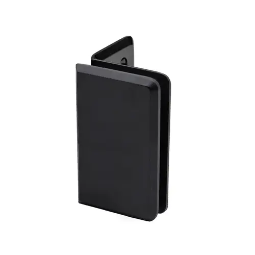 Preston Glass Clamp, Brass Material, Beveled profile, 3/8" To 1/2" Glazing Thickness, Wall Mount design, Matte Black Finish