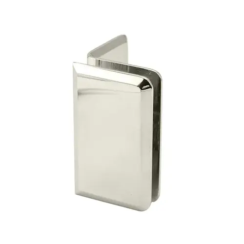 Preston Glass Clamp Beveled, Brass Material, Wall Mount, 3-1/2" Overall Height, 3/8" To 1/2" Glazing Thickness, Polished Nickel Finish