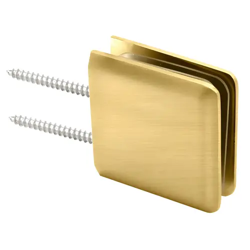 Beveled Wall Mount Clamp Notch Style Double Mounting Holes, Brass Material, 2" Height, 2" Width, Satin Brass Finish
