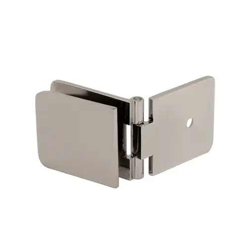 Adjustable Wall Mount Clamp for Fixed Panel, Brass Material, 5/16" To 1/2" Glazing Thickness, Brushed Nickel Finish