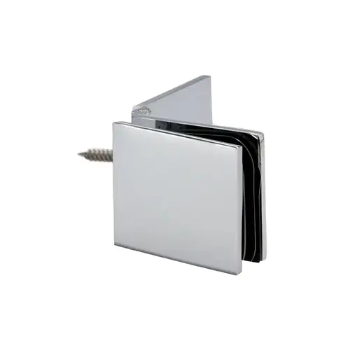 Adjustable Glass Clamp Square Wall Mount, Brass Material, Square design, 3/8" to 1/2" Glazing Thickness, Polished Chrome Finish
