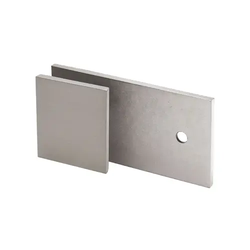 Square 'Y' Inline Glass Clamp for Fixed Panel, Brass Material, Wall to Glass Mounting, 3/8" to 1/2" Glazing Thickness, Brushed Nickel Finish