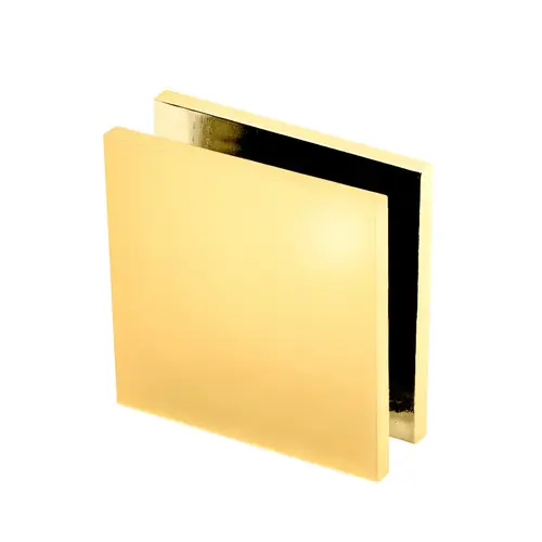 Square Wall Mount Clamp, Brass Material, 2" Length, 2" Width, 3/4" Glass Hole Diameter Required, Polished Brass Finish