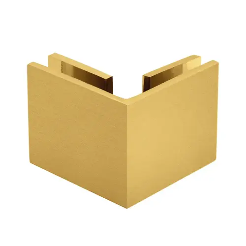 Square 90 Degree Glass-To-Glass Clamp, Brass Material, 3/8" To 1/2" Glazing Thickness, 3/4" Hole Diameter, Satin Brass Finish