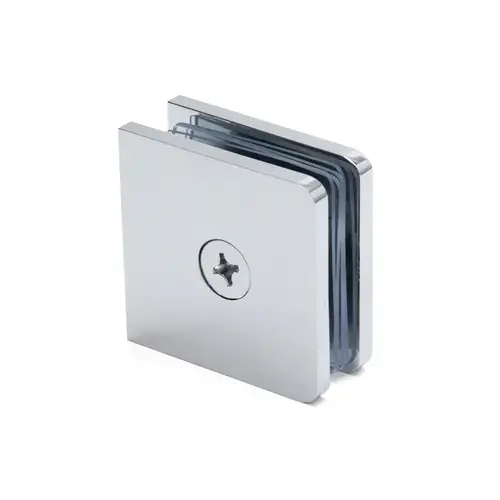 Traditional Fixed Panel Clamp, Brass Material, 1-3/4" Height x 1-3/4" Width, Polished Chrome Finish