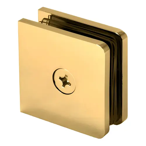 Traditional Fixed Panel Clamp, Brass Material, 3/8" to 1/2" Glazing Thickness, Satin Brass Finish