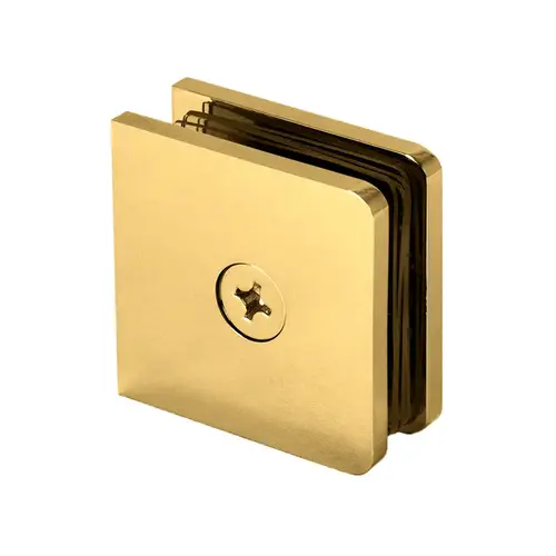 Traditional Fixed Panel Clamp, Brass Material, Ceiling or Floor Mount, 1-3/4" Height, 1-3/4" Width, Satin Brass Finish