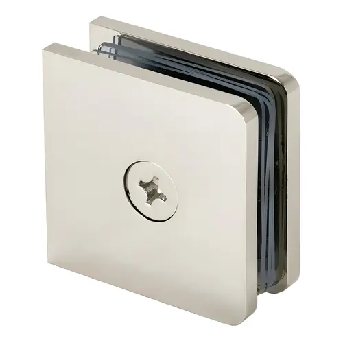 Traditional Fixed Panel Clamp, Brass Material, 3/8" to 1/2" Glazing Thickness, Polished Nickel Finish