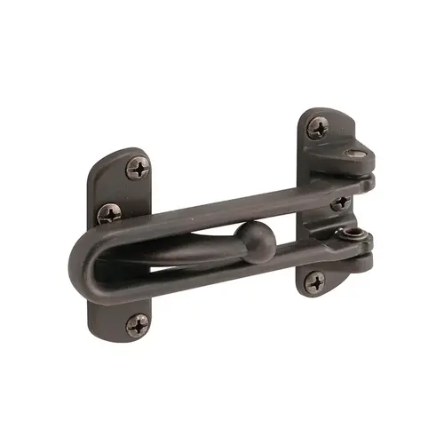 Swing Bar Lock For Hinged Swing-In Doors - 3-7/8" Bar Length - Diecast Zinc Construction With A Classic Bronze Finish (Single Pack) Swing Bar Lock For Hinged Swing-In Doors - 3-7/8" Bar Length - Diecast Zinc Construction With A Classic Bronze Finish (Single Pack)