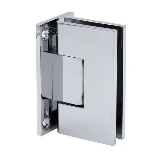 Venice Square 5 Degree Positive Close Wall Mount Hinge Full Back Plate, Brass with Stainless Steel Back Plate, Polished Chrome Finish